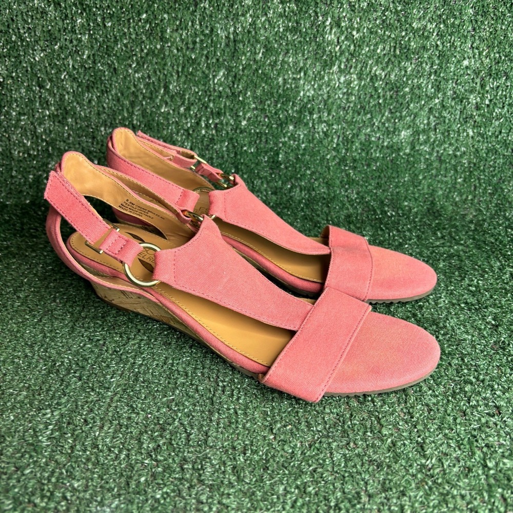 Aerosoles Creme Brulee Cork Wedge Heel Slingback Sandal Pink Womens Size 8.5 M